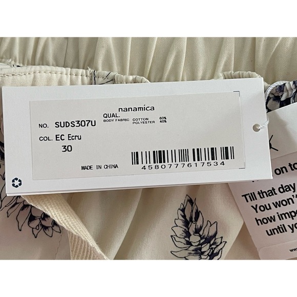 Nanamica Men's Easy Shorts‎ Cream Hawaiian Japan Floral Size 30 New $430 - Picture 8 of 11